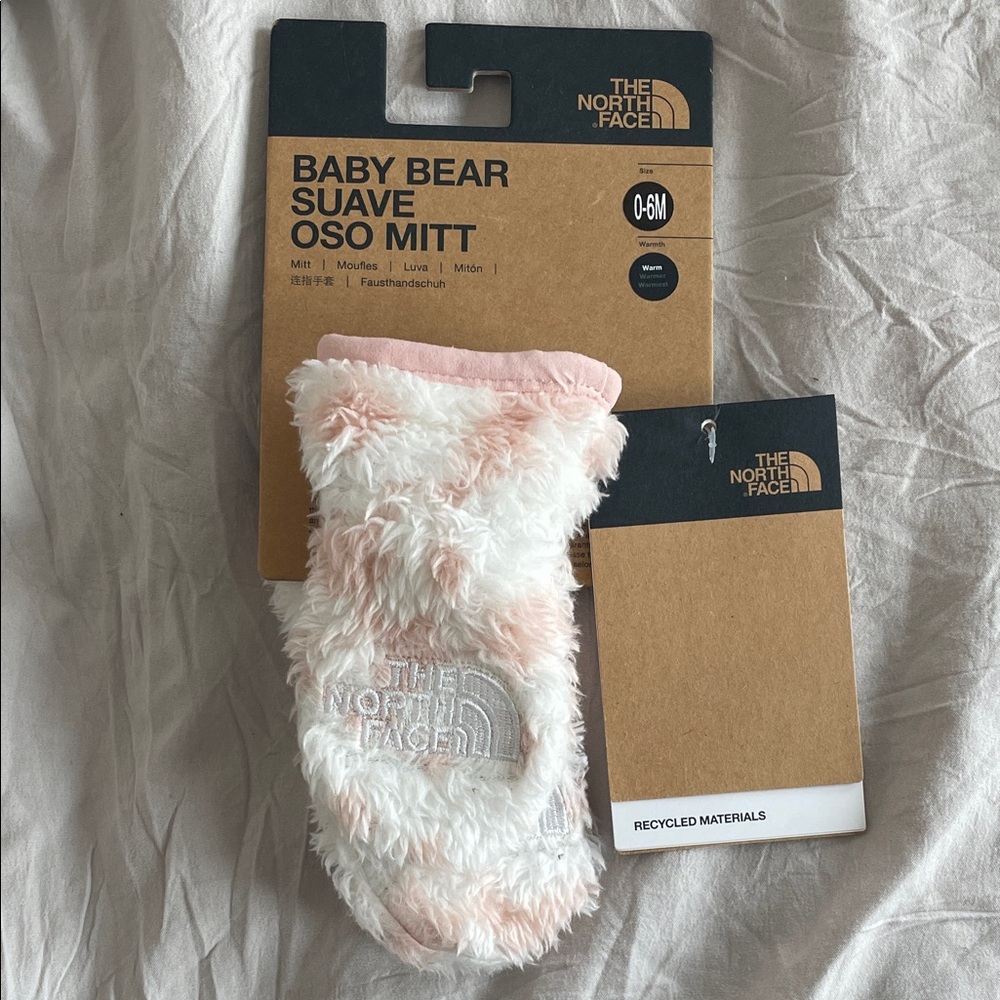 The North Face Baby Bear Mittens - Pink and White